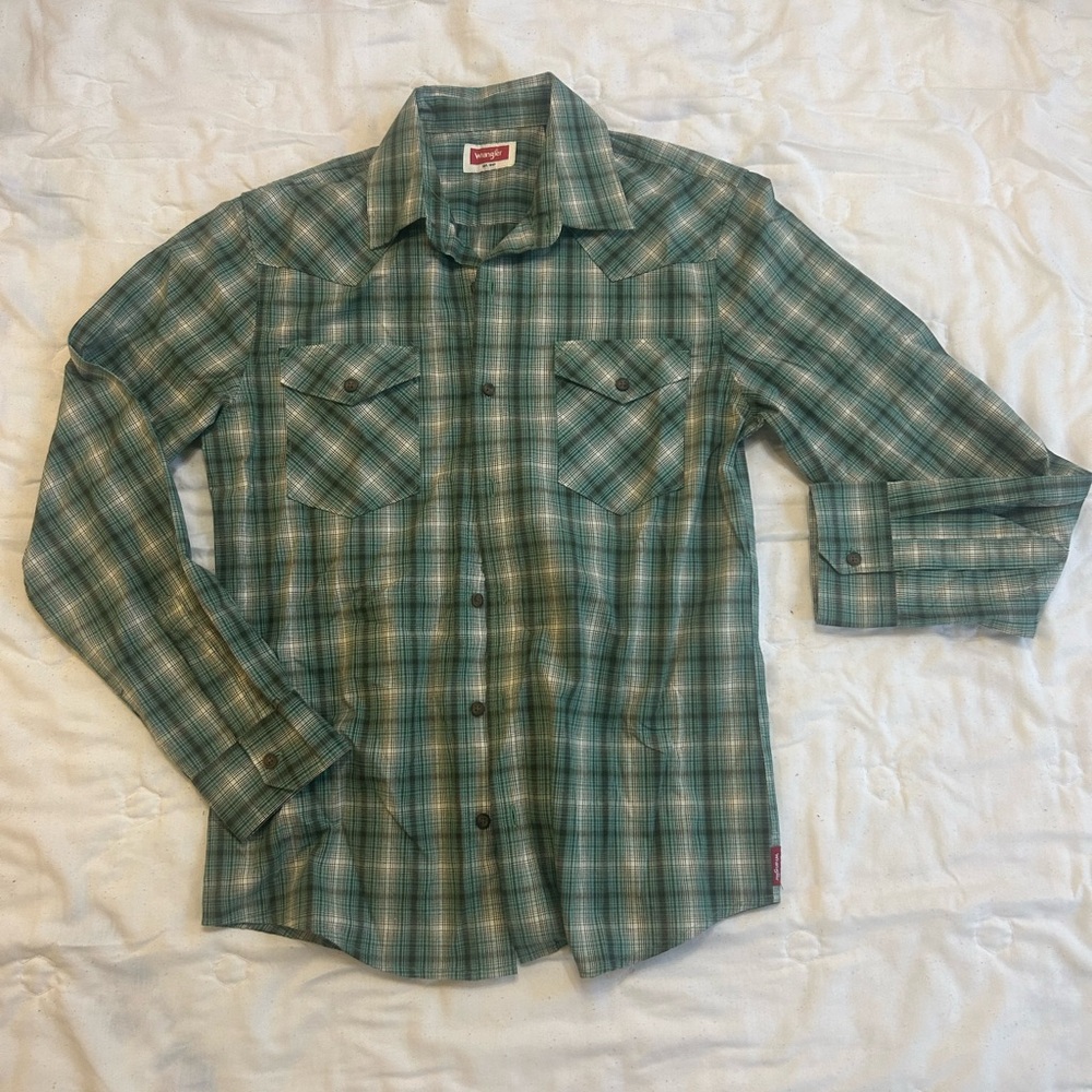 Wrangler Men's Green Plaid Shirt